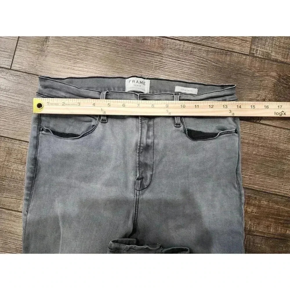 Frame Le High Skinny Jeans Size 31 Burton Wash (gray) Stretch Distressed Faded - Picture 5 of 6